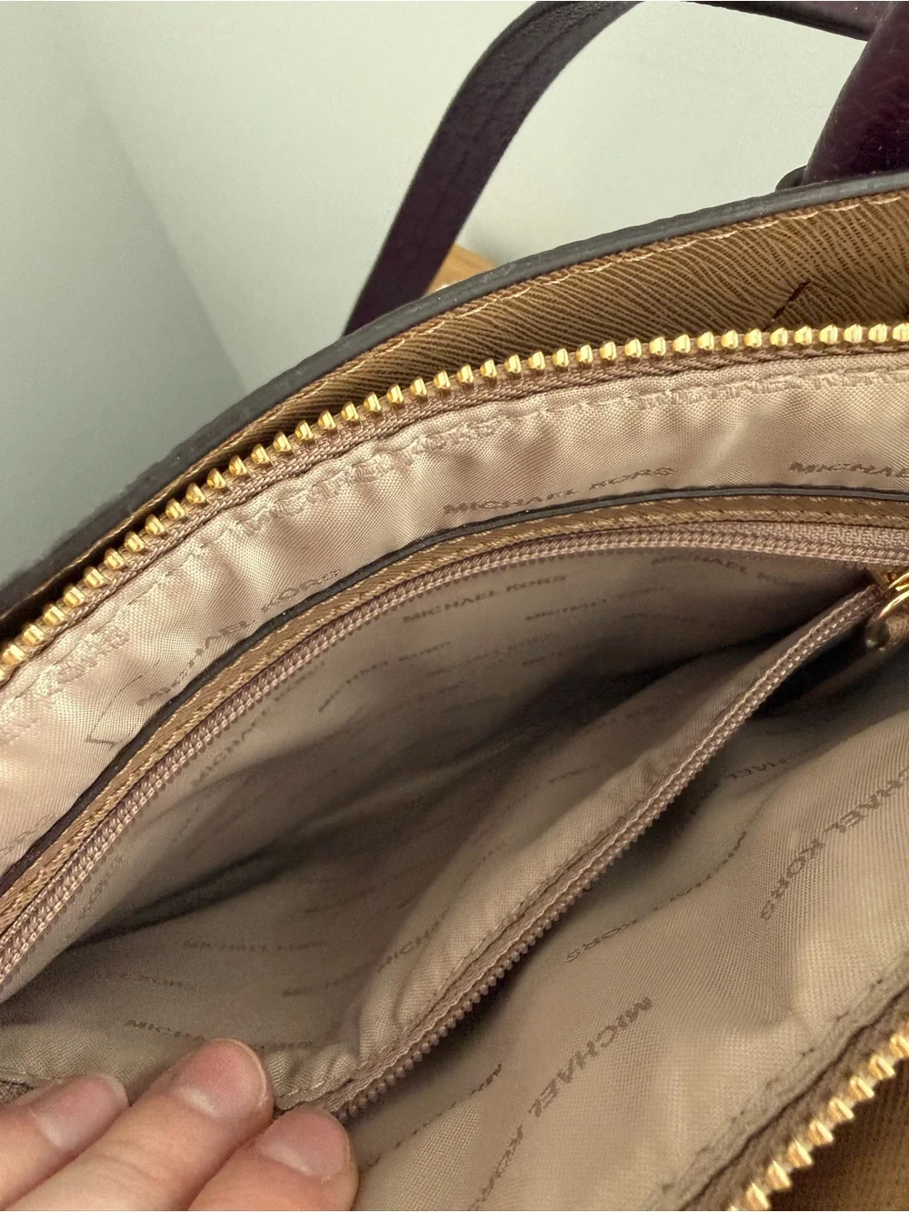 Michael Kors Plum Quilted Eyelet Satchel with Gold Hardware